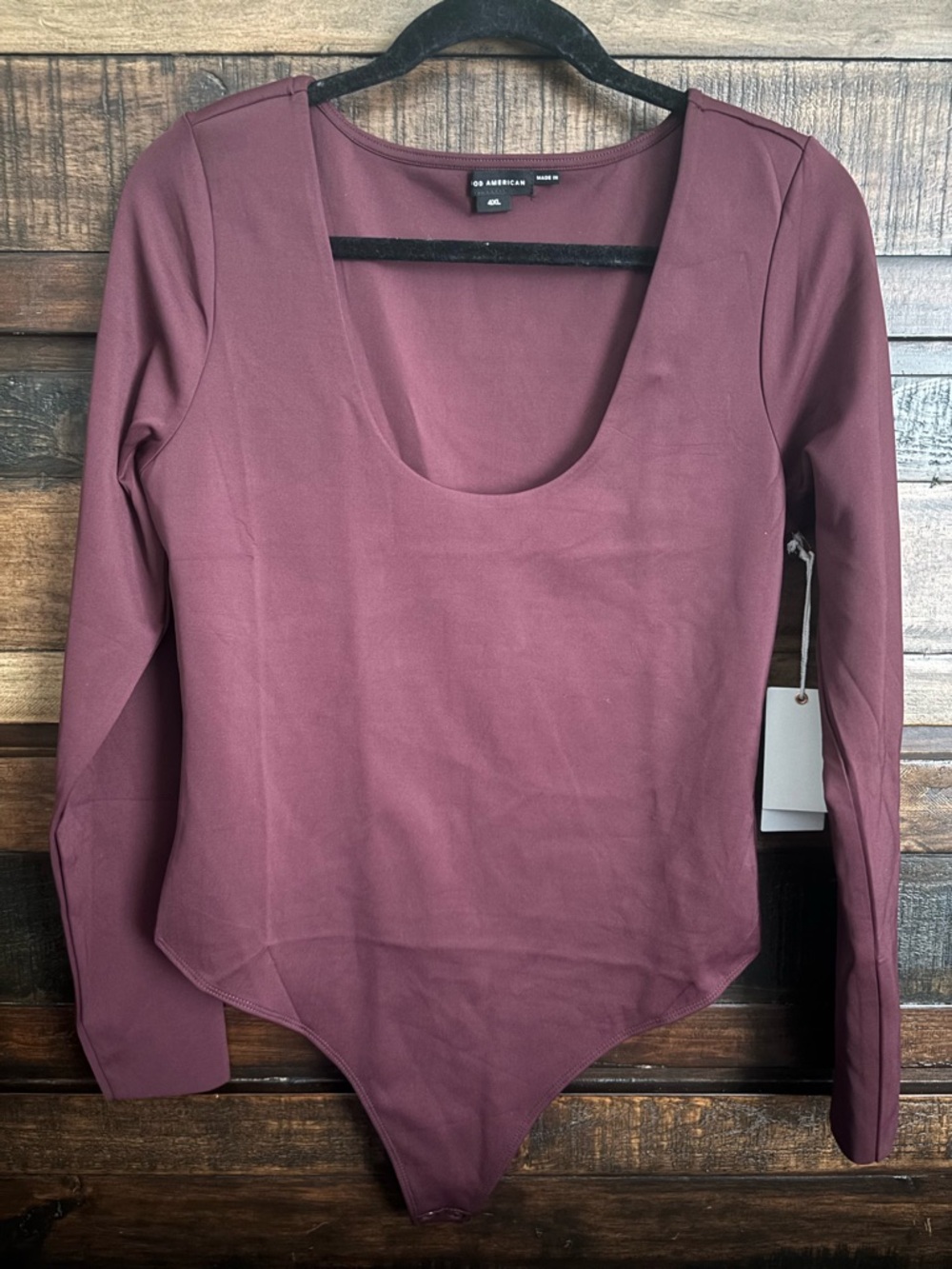 ✨NWT Good American Long-Sleeve Scoop Neck Bodysuit Oxblood Size 4X